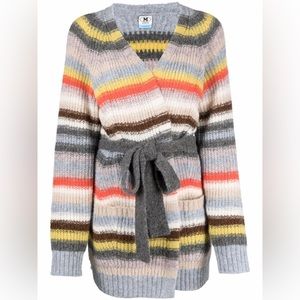 M Missoni BRUSHED RIBBED STRIPED ALPACA-BLEND CARDIGAN IN MULTICOLO Size XS